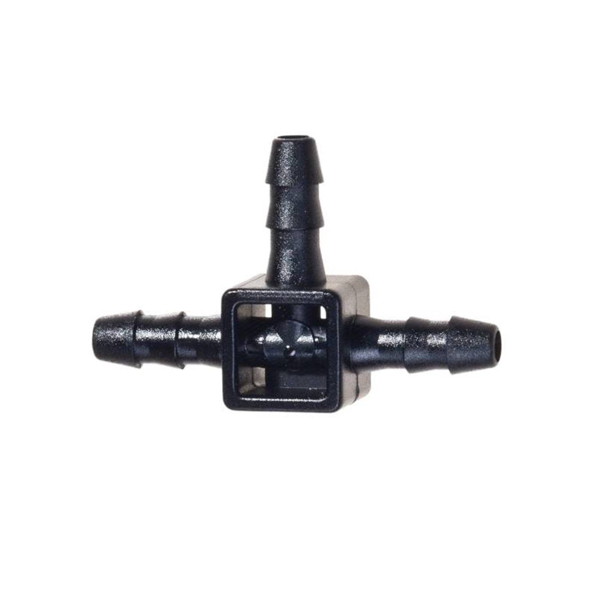Mini-dérivation en T Blumat 3-3-3mm pour système d’irrigation goutte-à-goutte. Connecteur noir à trois sorties pour tuyaux 3mm, idéal jardinage.
