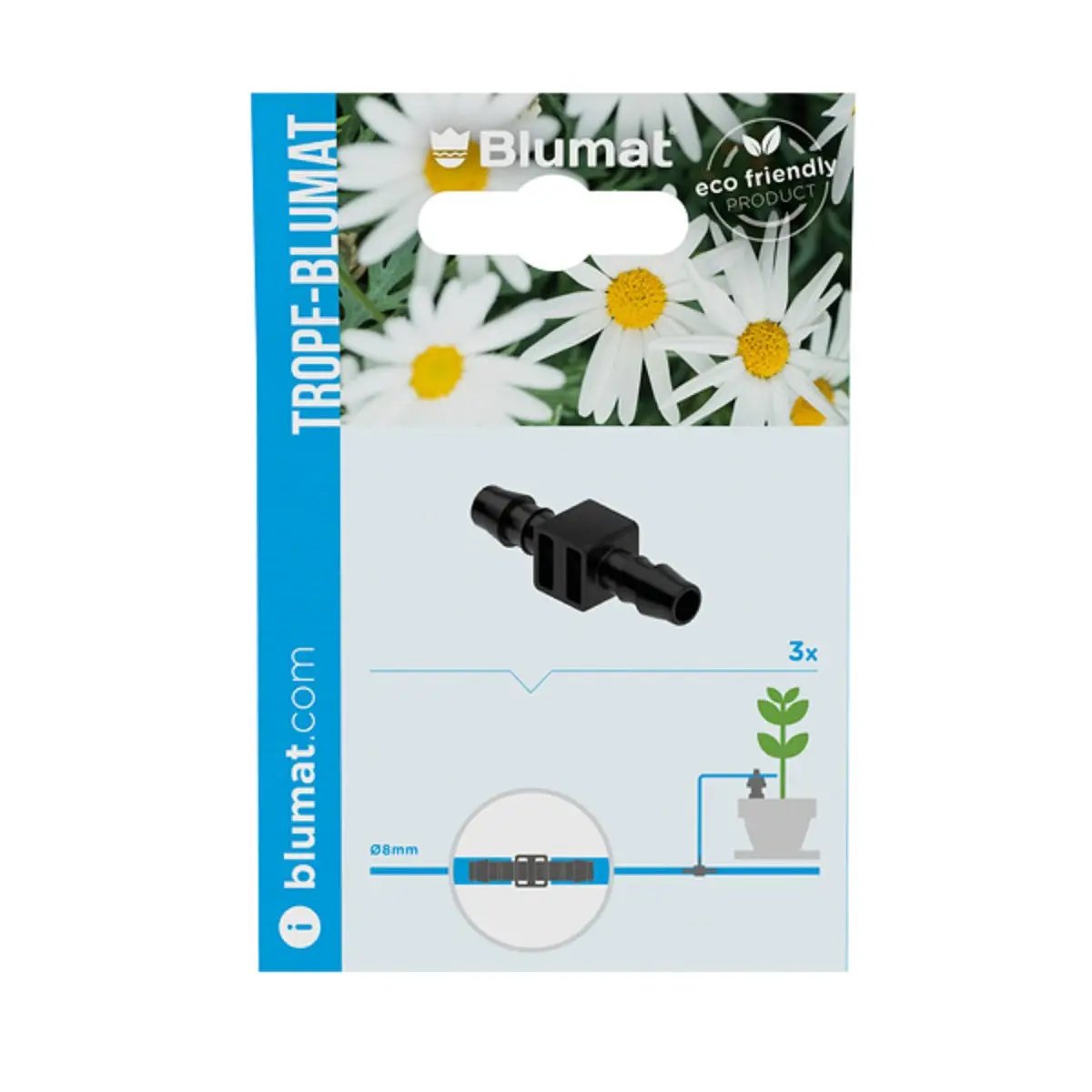 Raccord pour tuyaux d'irrigation de 8mm Blumat