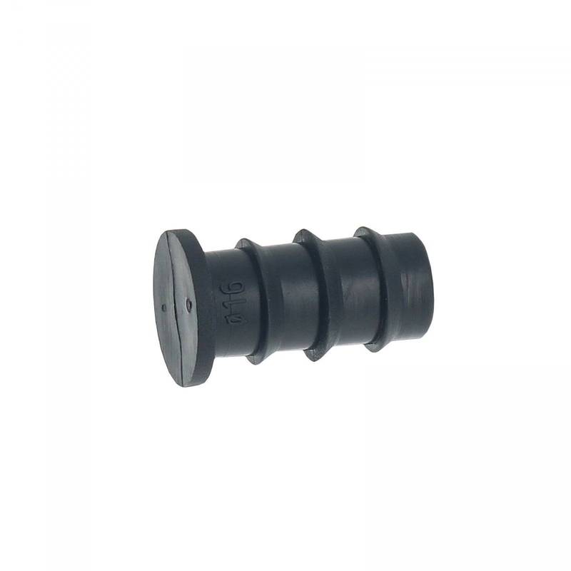 Bouchon de fin de ligne 25mm en plastique noir pour tuyau d'irrigation, idéal pour systèmes hydroponiques et arrosage goutte à goutte.