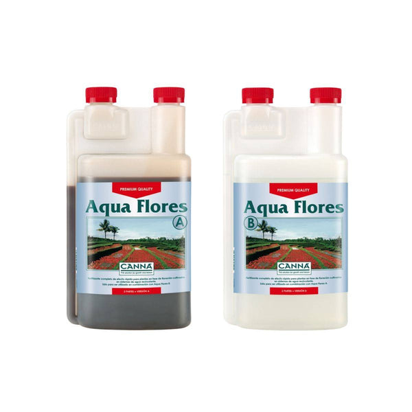 CANNA Aqua Flores 1L A&B engrais de floraison hydroponique en deux bouteilles pour systèmes en recirculation, idéal pour fleurs abondantes.