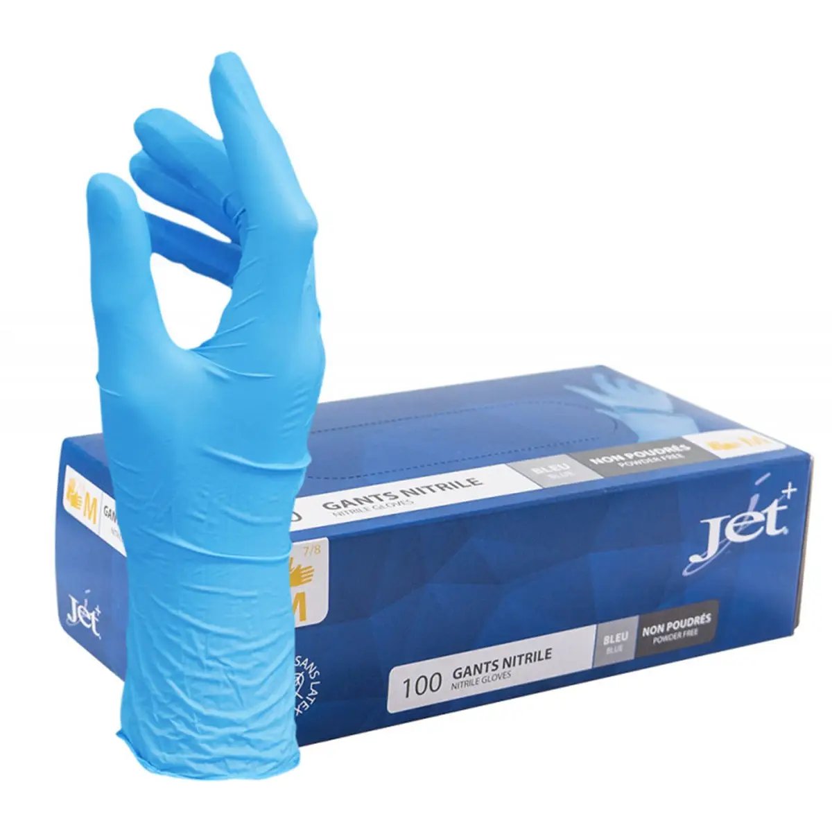 Boîte de 100 gants nitrile bleu non poudrés – Taille X
