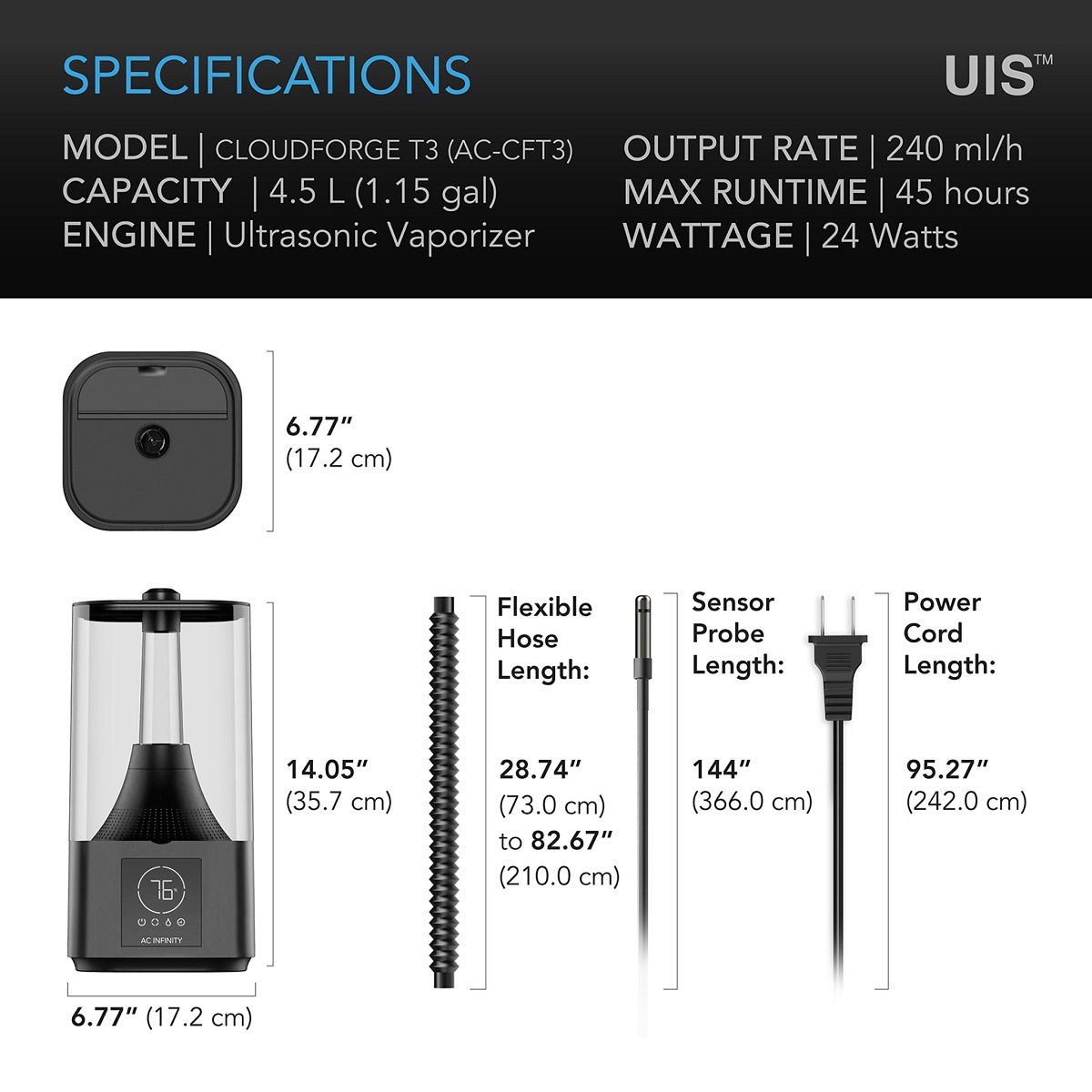 L'humidificateur d'air connecté AC Infinity Cloudforge T3