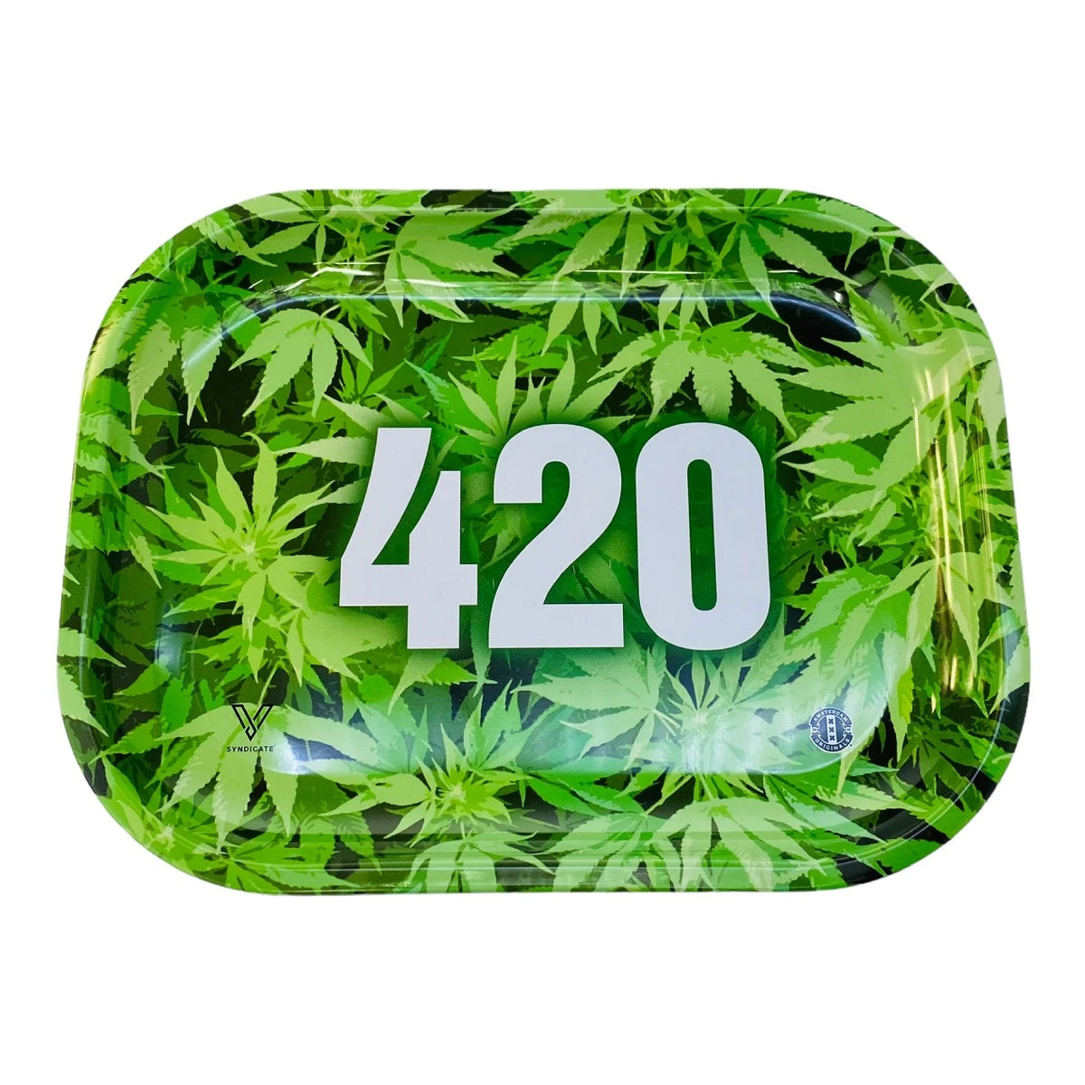 Plateau à rouler 420 en métal, motif feuilles, 27x16cm