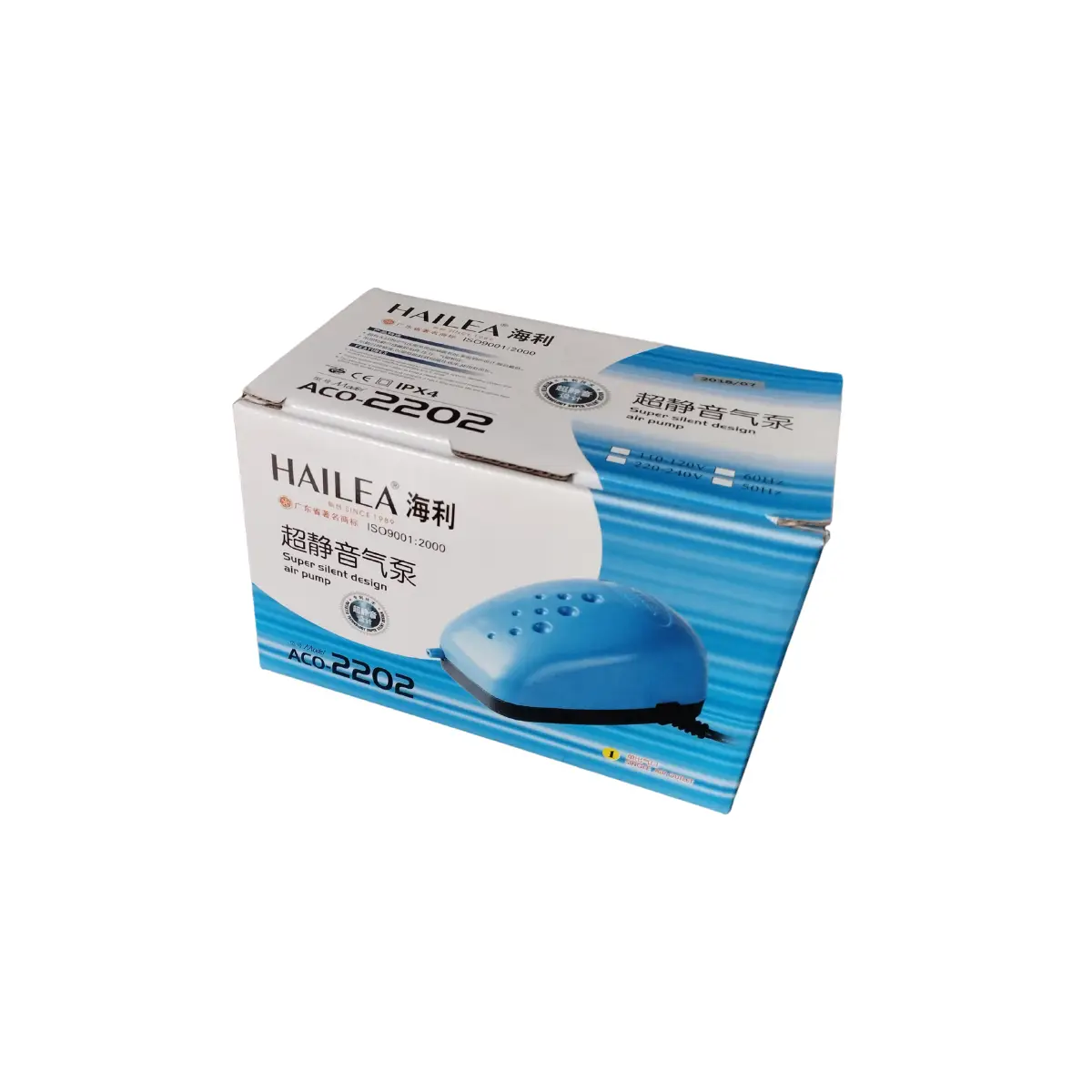Pompe à air HAILEA Aco-2202, 1,6L/min, boîte bleue