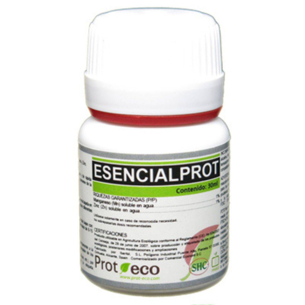 Flacon de 30ml de l'insecticide naturel Pro-Eco Esencialprot, solution anti ravageurs pour jardinage bio et protection des plantes à domicile.