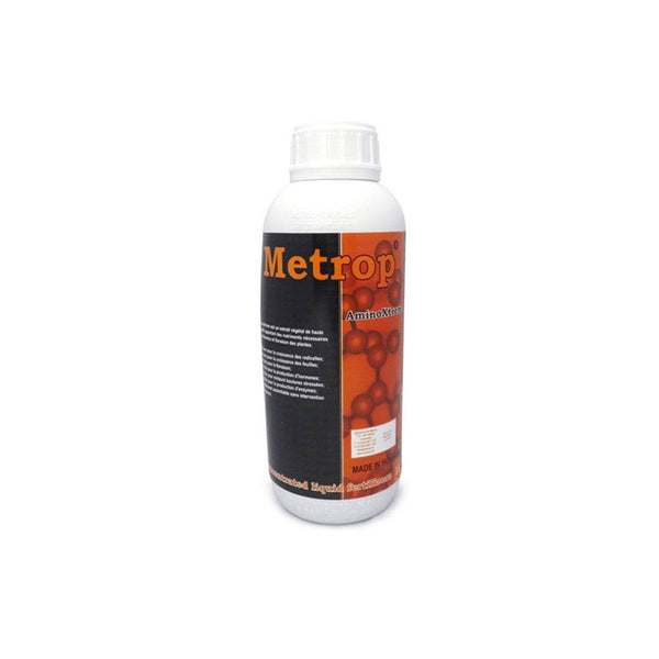 Flacon de 1L d'engrais Metrop Amino Xtrem pour floraison, enrichi en acides aminés, idéal pour cultures à haut rendement, vendu par SauceGrowing.