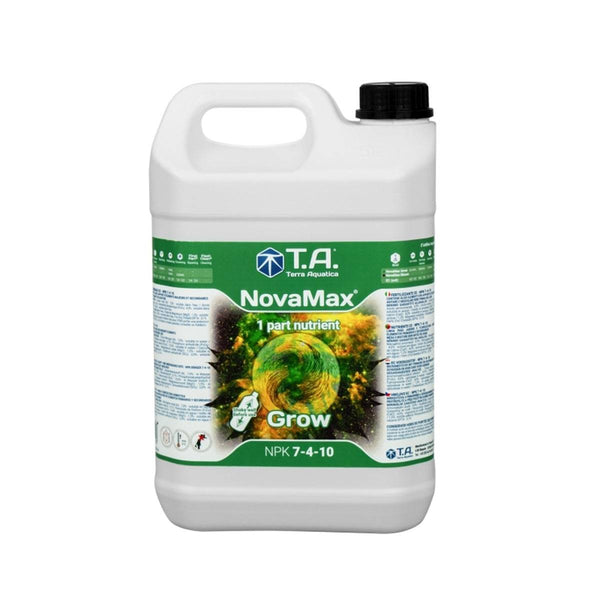 Bidon de 5L d'engrais Terra Aquatica Nova Max Grow, engrais de croissance minéral NPK 7-4-10 pour culture indoor, vendu par SauceGrowing.