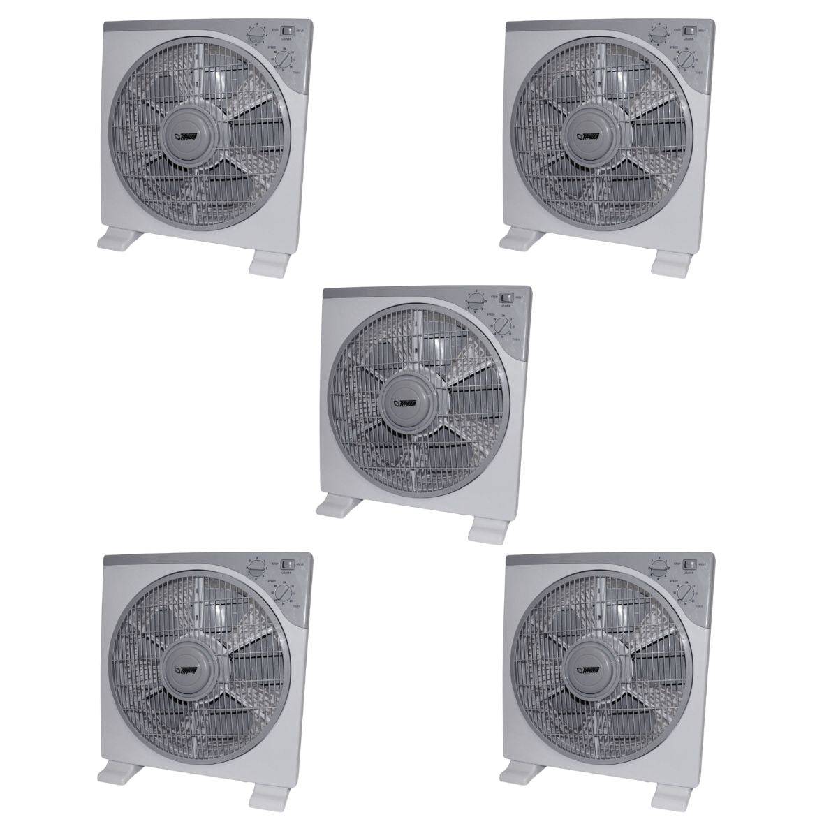 5 ventilateurs plat Boxfan d'une puissance de 40w et un diamètre de 30cm.