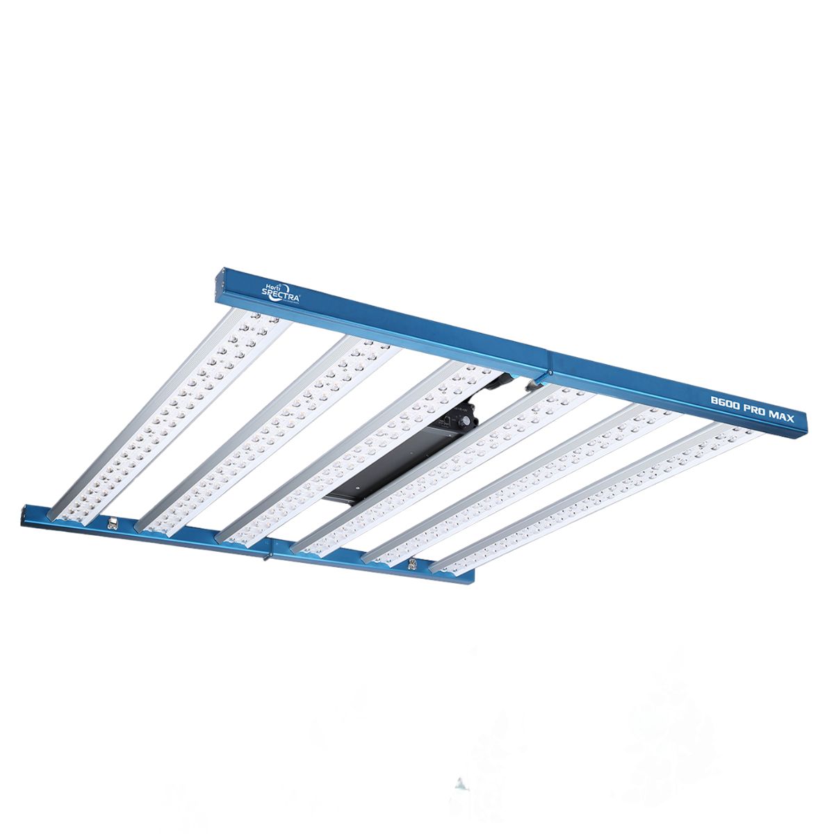 Vue de biais de la lampe LED HortiSpectra B600 PRO MAX 720W