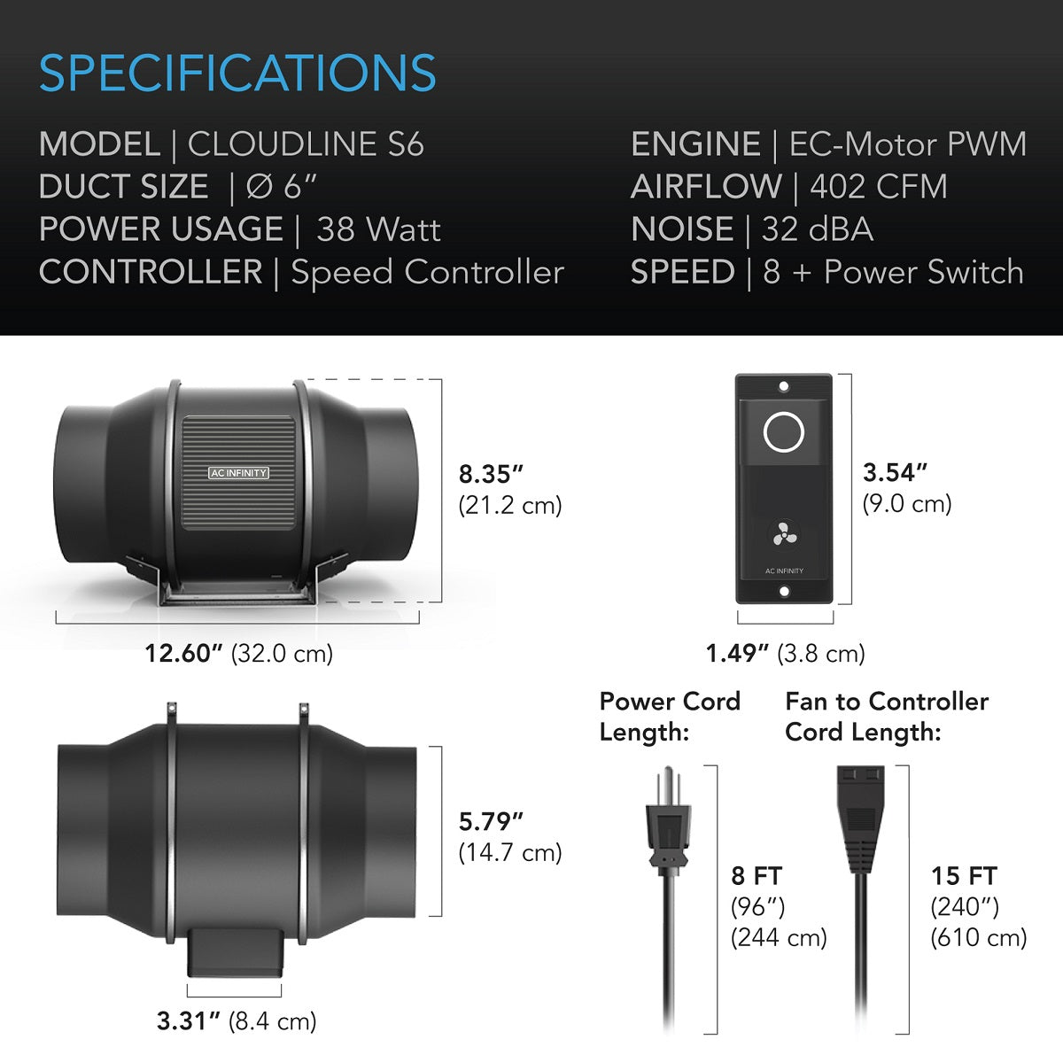 Extracteur d'air AC Infinity Cloudline S6