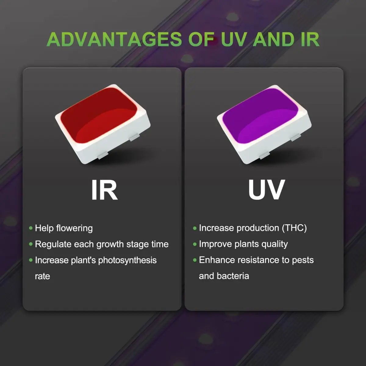 Barres LED de culture à infrarouge et ultraviolet Mars Hydro