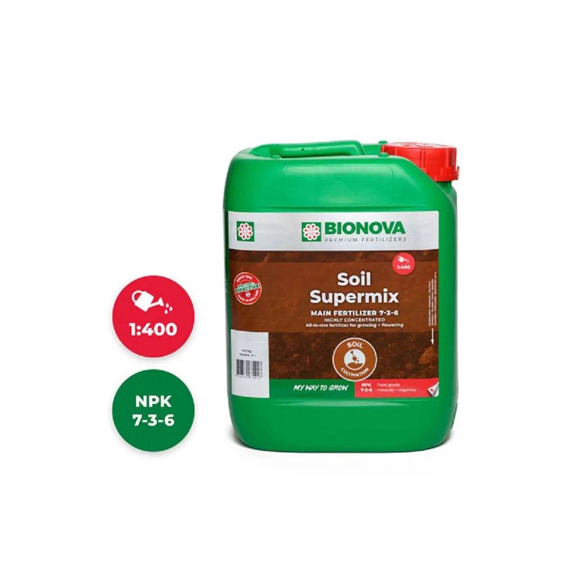 Engrais pour plantes à fruits Bionova soil Supermix 5 litres