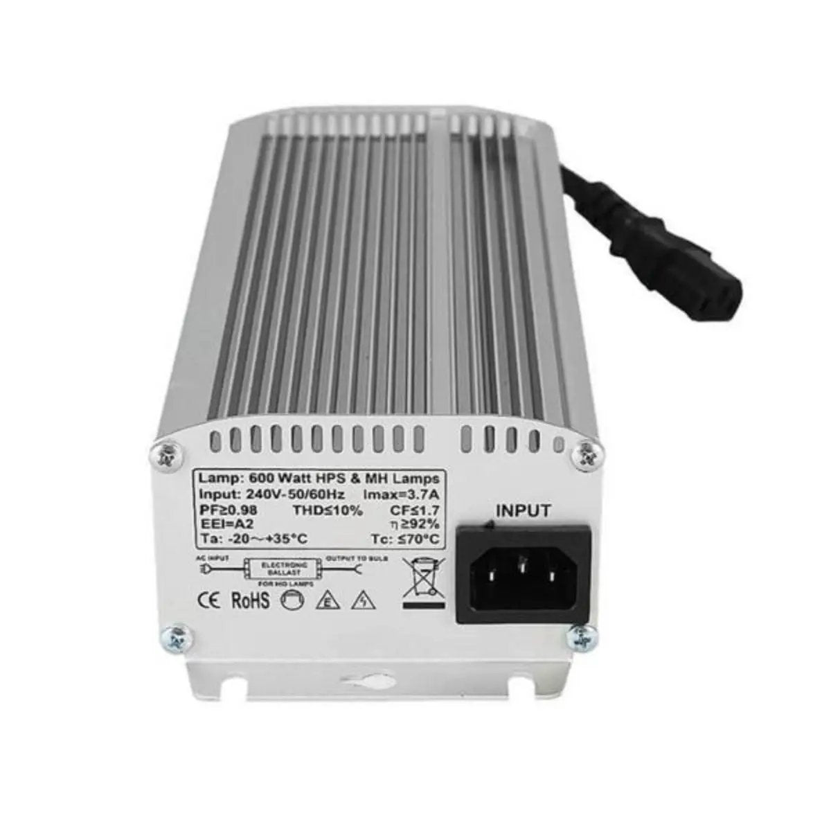 Le ballast dimmable pour ampoules HPS et MH de 250W, 400W et 600W