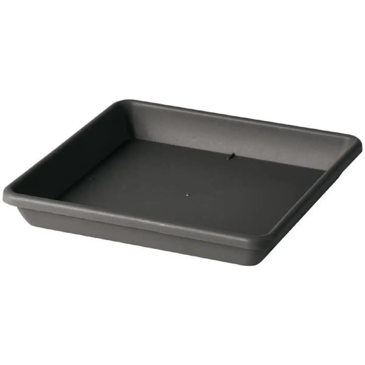 Soucoupe carrée 25x25 cm, en plastique résistant, adaptée aux grands pots de jardinage.