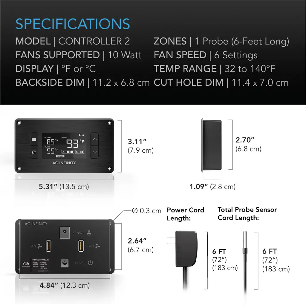 Système de refroidissement pour Home cinémas et ordinateurs AC Infinity Airplate T8 noir
